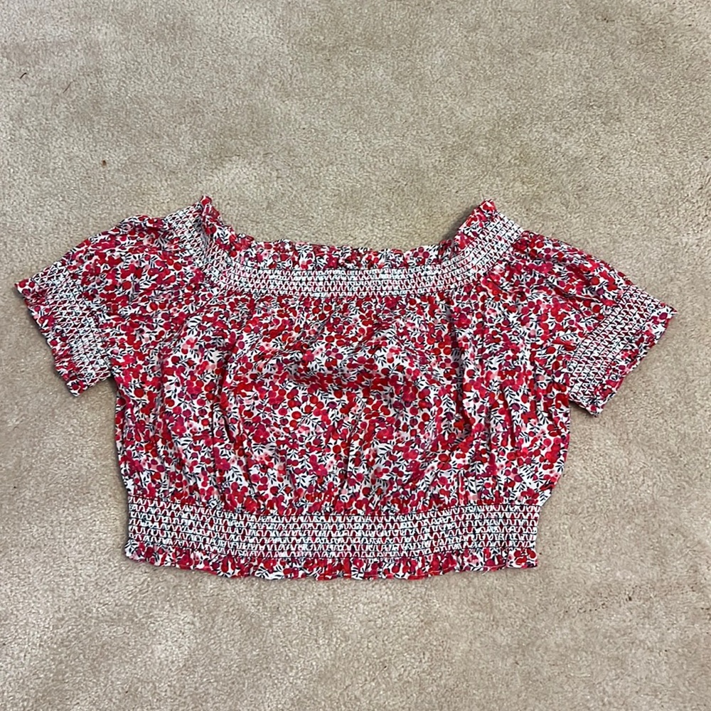J. Crew Liberty print smock trim crop top
